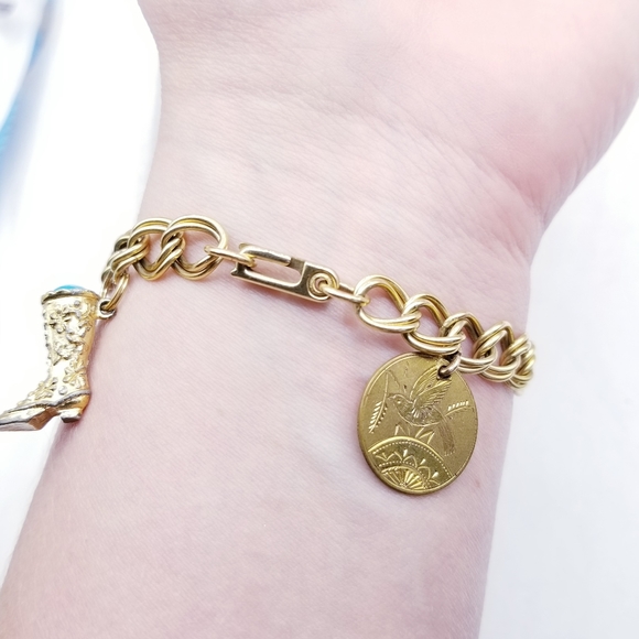 Vintage 12k Gold Filled Charm Bracelet - Picture 7 of 12